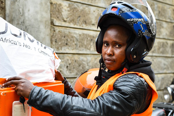 Woman rides on delivery business