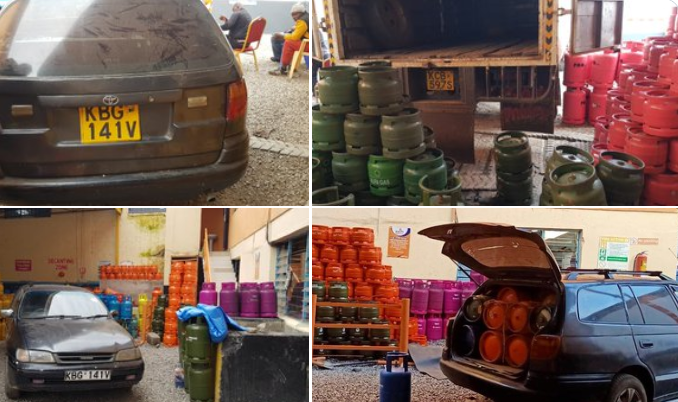 Police confiscate gas cylinders set for illegal refilling at Syokimau