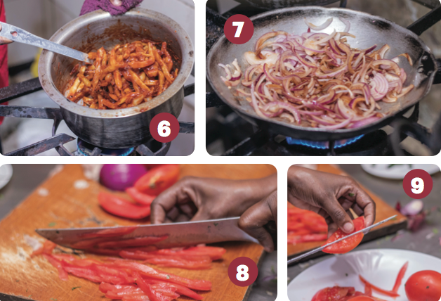 Caramelized chicken and masala fries