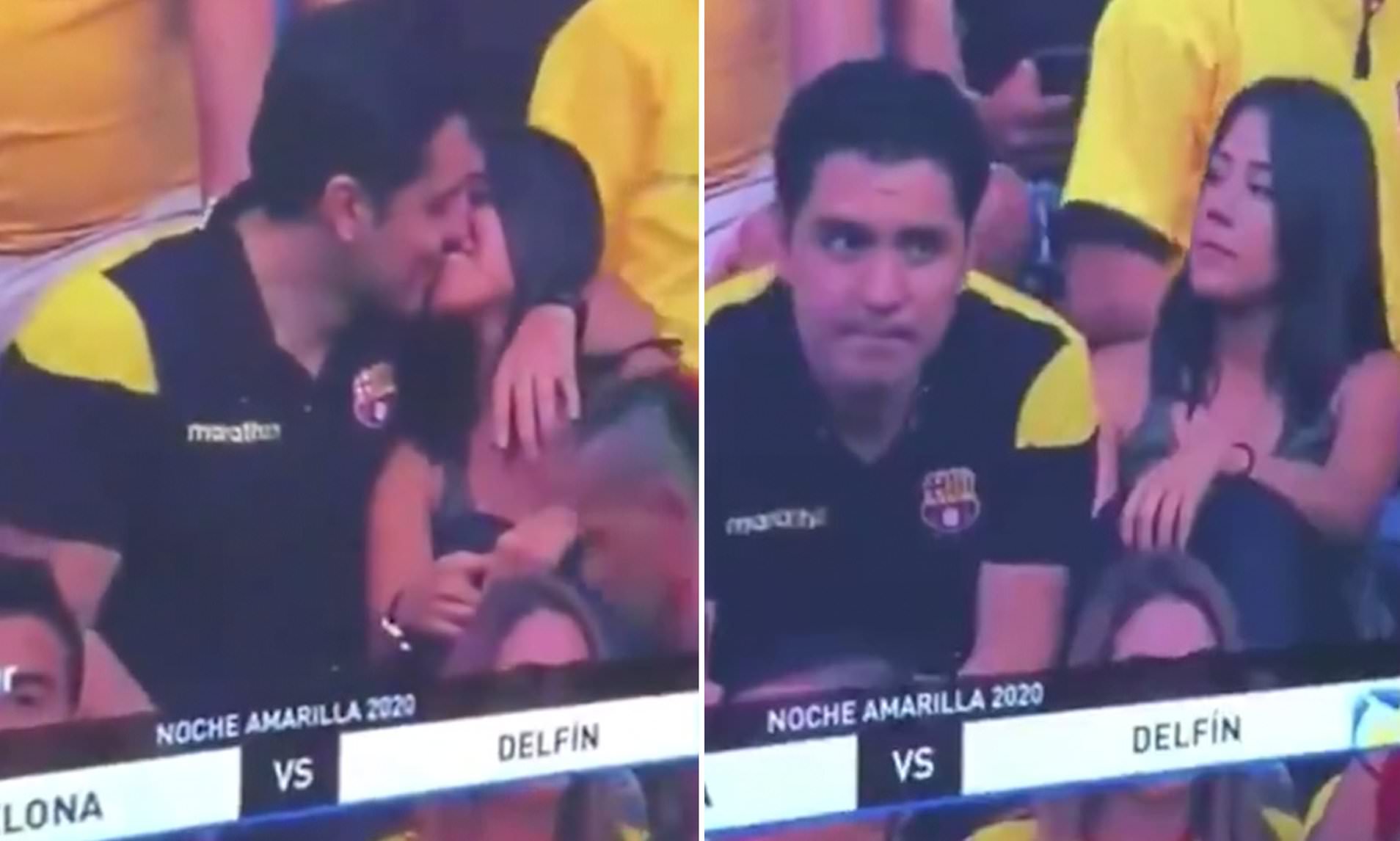 Fan caught on camera kissing woman admits he was cheating on his partner