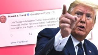 Twitter hides Trump tweet for ‘glorifying violence’