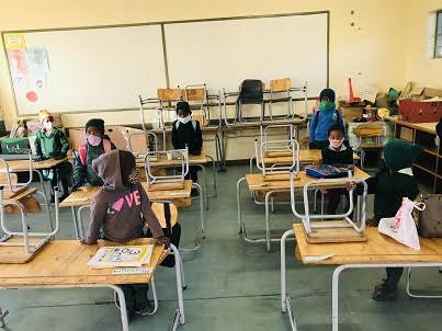 Primary students in Namibia return school after COVID-19 shutdowns