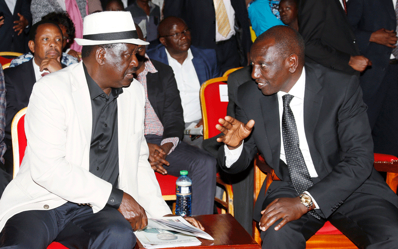 Raila Odinga (left) and Deputy President William Ruto