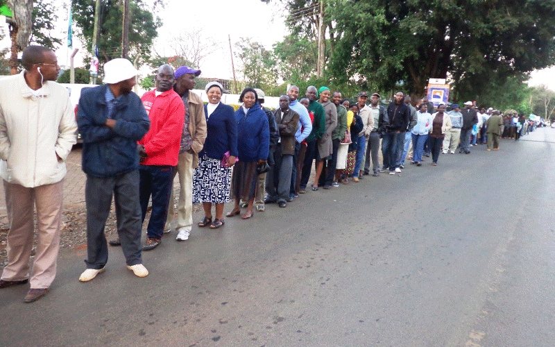 Kenyans queue to cast their votes in a past election. PHOTO/Print