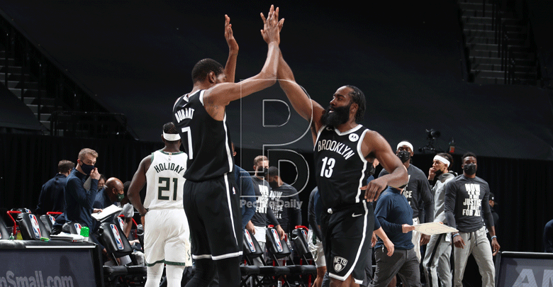Harden, Durant lead Nets past Bucks as Warriors hold off champions Lakers