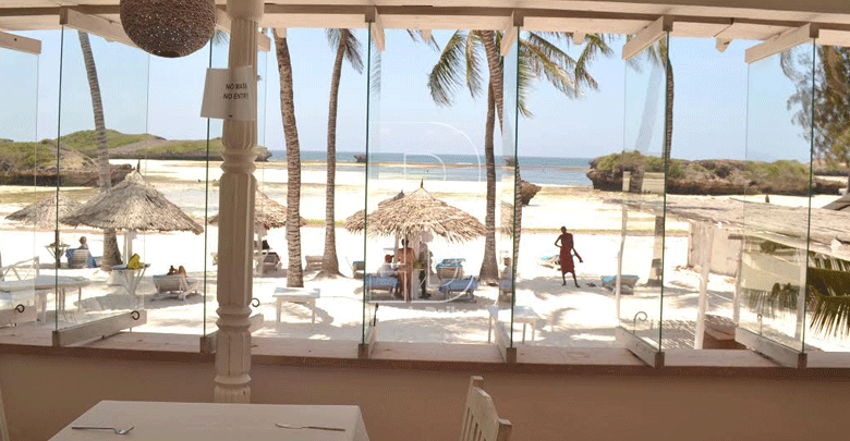 Bird, bread and a view by the beach