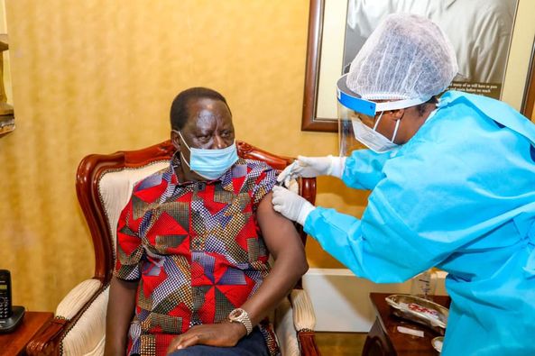 COVID-19: Raila receives vaccine, urges Kenyans to take the jab