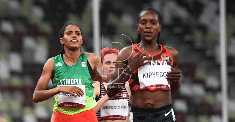 Kipyegon moves closer to defending title after winning her 1,500m semi-final race