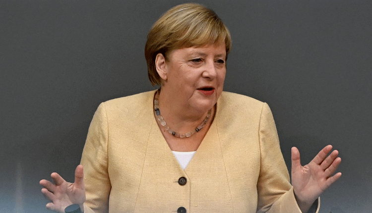 Chancellor Angela Merkel attacks left as polls point to loss
