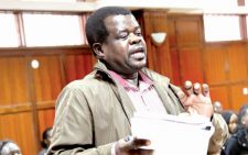 Activist Okiya Omtatah makes a presentation during a past appearance in count. Photo/PD/Charles mathaai