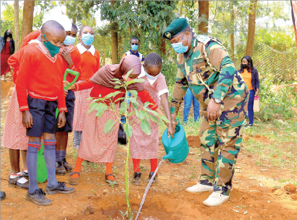 Fifth graders start orchard in collective forest cover drive