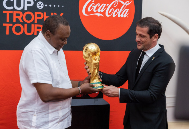 Uhuru receives World Cup Trophy at State House