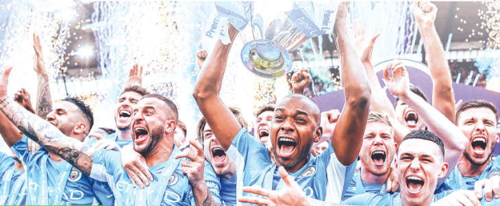Pep Guardiola’s side beat Aston Villa 3-2 to claim English Premier League title