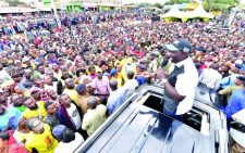 Deputy President William Ruto addresses his supporters in Taveta town yesterday. DPPS