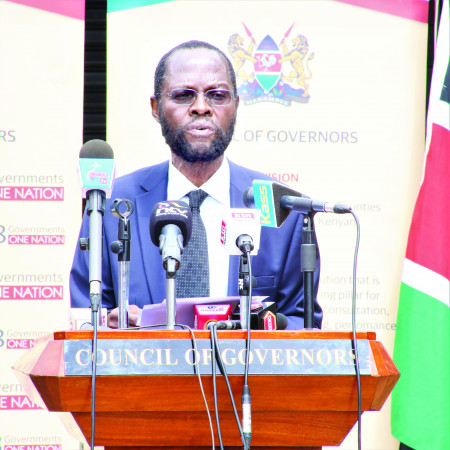 CoG’s Health Committee chair Governor Anyang’ Nyong’o addresses the media in Nairobi, yesterday. PHOTO/gerald ithana