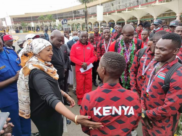 CS Amina welcomes Team Kenya after topping Africa in Mauritius