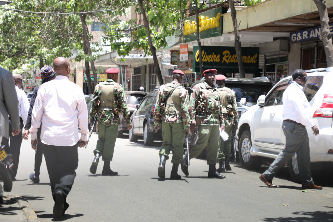 Police officers patrol the streets of Nairobi. PHOTO/File