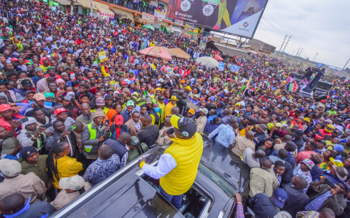 Deputy President William Ruto campaigns in Kiambu County, yesterday. PHOTO/(WilliamsRuto)/Twitter