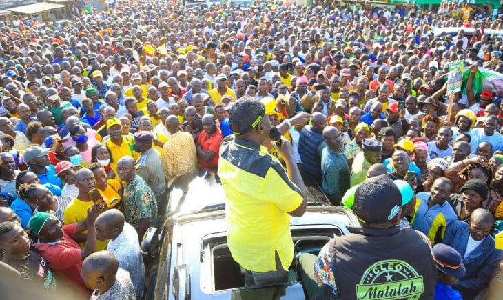 DP William Ruto campaigns in Kakamega on Monday, July 11, 2022. PHOTO/William Ruto(@WilliamsRuto)/Twitter