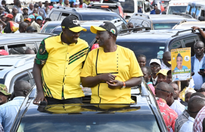 Kenya Kwanza presidential candidate William Ruto with his running mate Rigathi Gachagua. PHOTO/Twitter