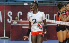 Veronica Adhiambo came on for Noel Murambi in the first set of Malkia Strikers' friendly with Sesi Sorocaba on Thursday 21 July in Sao Paulo, Brazil. PHOTO/ Kenya Volleyball Federation (KVF)