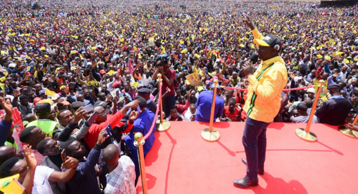 Deputy President William Ruto adressing supporters at the historic Kapkatet Grounds in Kericho county. PHOTO/DPPS