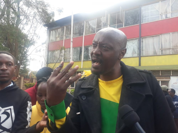 Duncan Mathenge after filing a complaint at Nyeri police station.PHOTO/Loise Wambugu