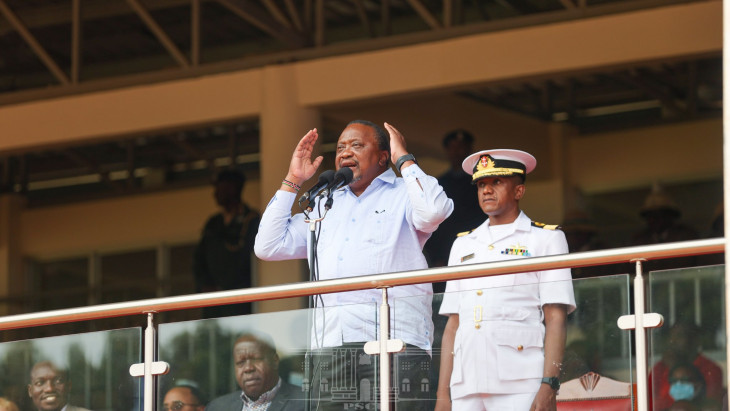 President Uhuru Kenyatta addresses Kisii residents in Gusii Stadium PHOTO/State House/Facebook