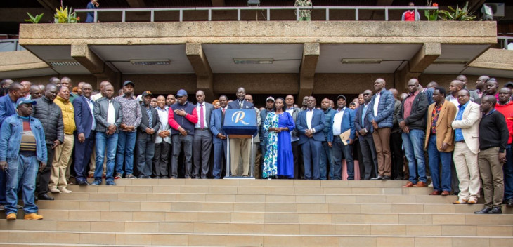 ODM Leader Raila Odinga addresses a press briefing at KICC