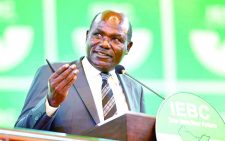 IEBC chair Wafula Chebukati during the announcement of the presidential election results at the Bomas of Kenya yesterday afternoon. pd/John Ochieng