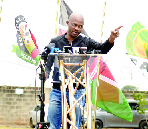 FKF president Nick Mwendwa reacts during a past function at the federation offices. PHOTO/Rodgers Ndegwa