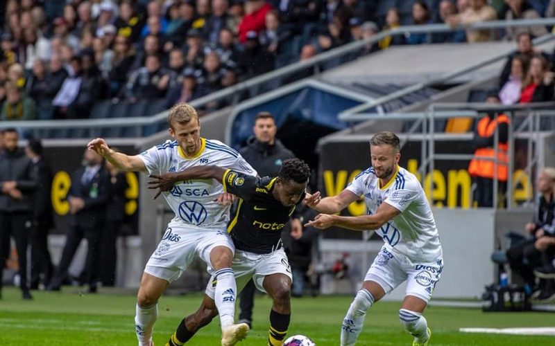Eric Ouma in action against Degerfors . PHOTO/Eric Ouma Facebook.