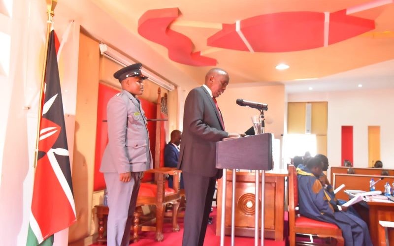 Governor Joseph Ole Lenku addressed Kajiado County Assembly on October 11, 2022. 