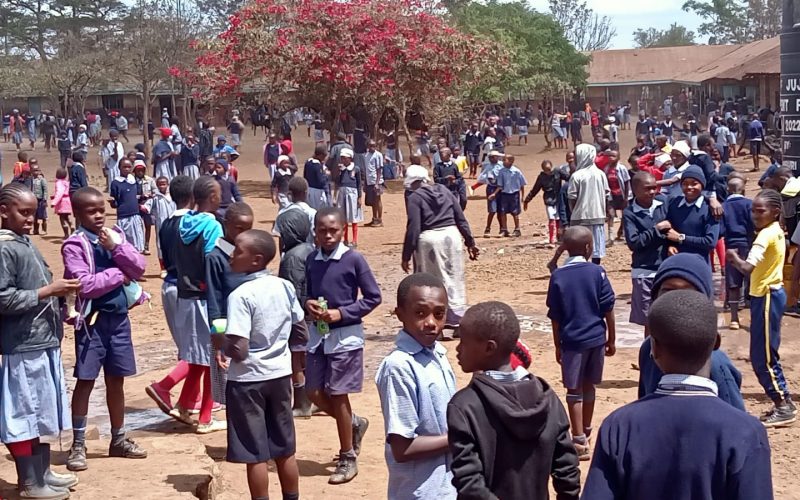 Pupils of Nyacaba Primary School in Juja, Kiambu County. At least 250 of the learners have dropped out as a result of biting hunger.
PHOTO/Oliver Musembi