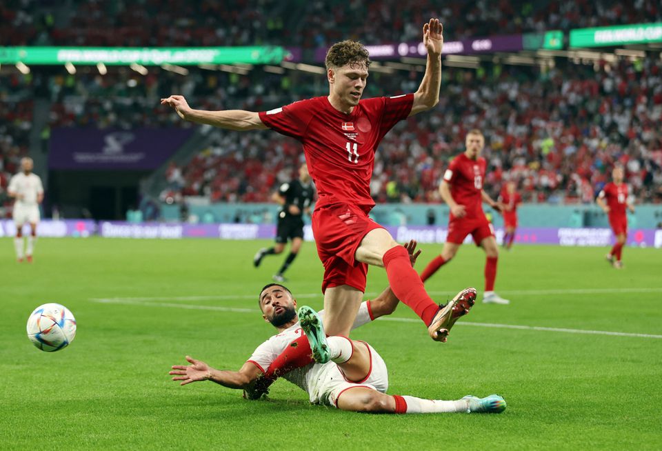 Tunisia holds favourites Denmark to a barren draw