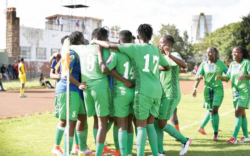 Vihiga Queens players celebrate after scoring. PHOTO/Rodgers Ndegwa