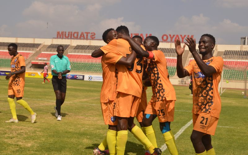 AFC Leopards players celebrate after winning an FKF-PL match. PD/David Ndolo