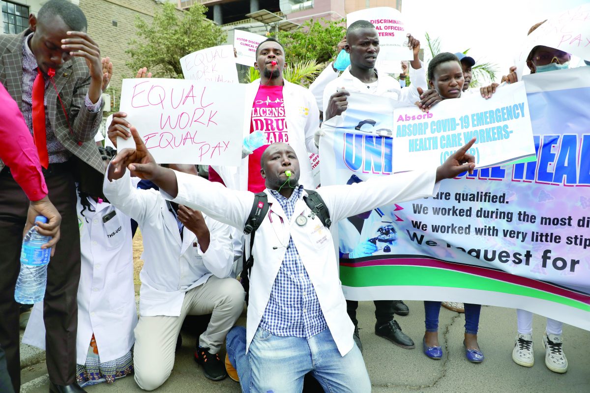 Healthcare workers stage protests in Nairobi over posting of interns