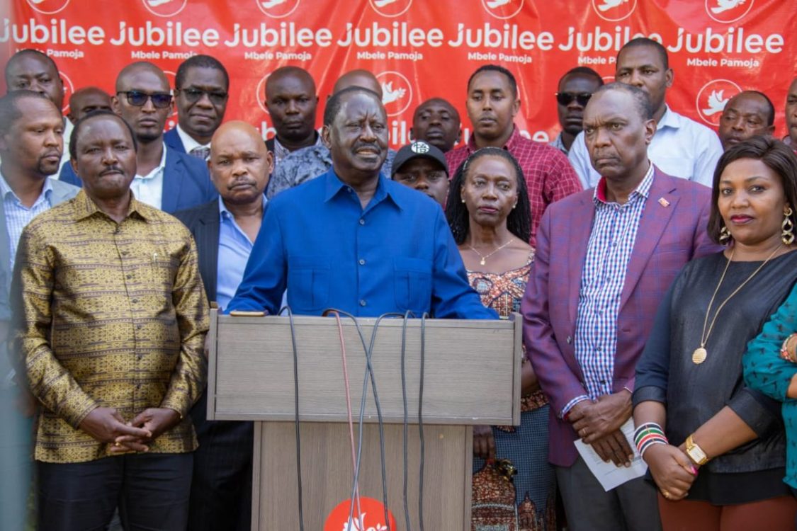 Raila blames Ruto for Jubilee feuds, says rallies shall go on