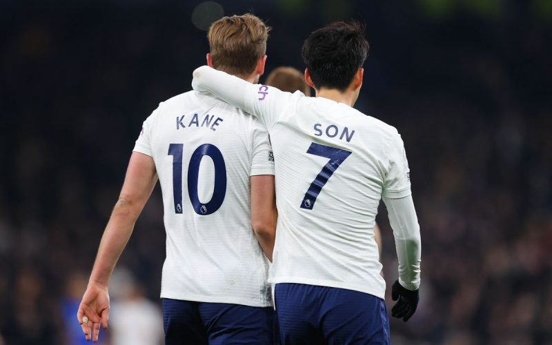 Tottenham Hot Spurs players Harry Kane and Son Heung-min. PHOTO/AFP