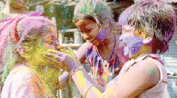 Celebrating Holi festival