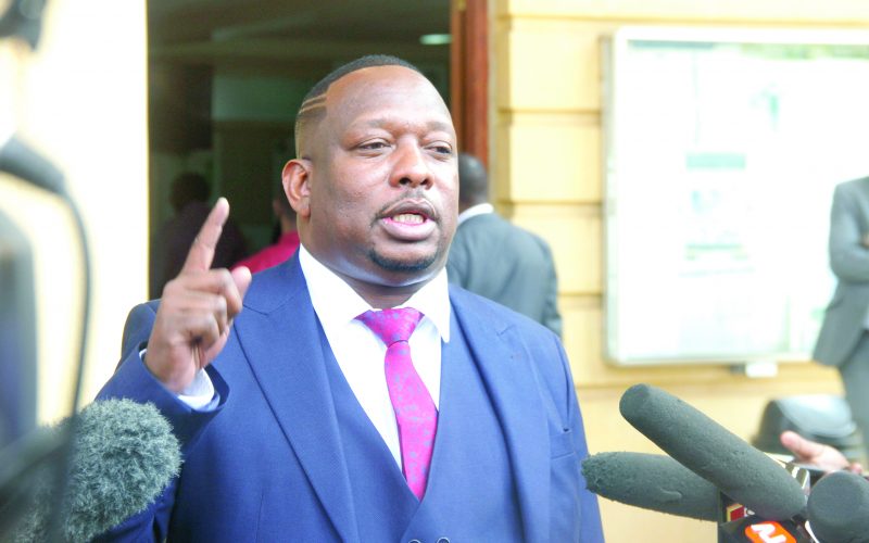 Former Nairobi Governor Mike Mbuvi Sonko at the Milimani Law Courts. PD/CHARLES MATHAi
