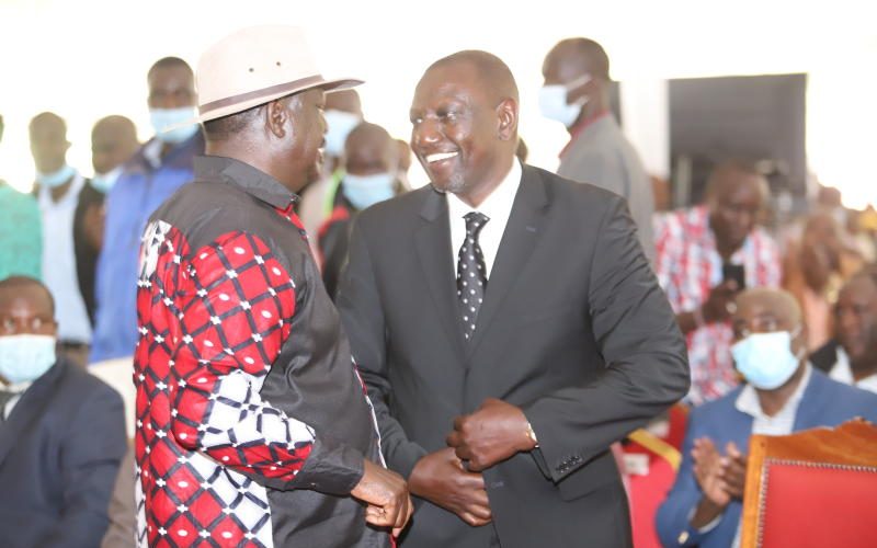 President William Ruto and opposition leader Raila at a past function. PHOTO/Print