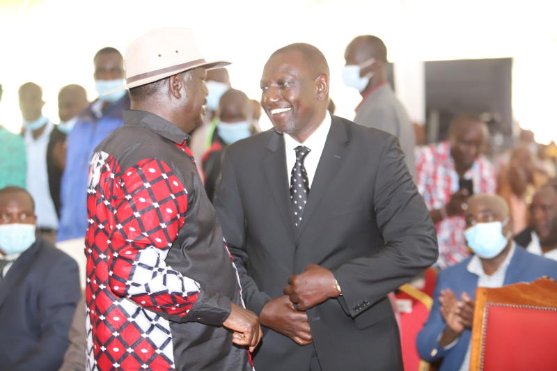 President William Ruto and opposition leader Raila at a past function. PHOTO/Print