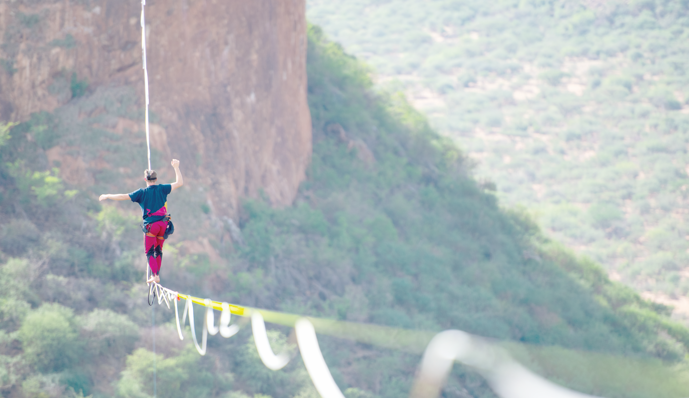 Longest highline in Africa record set in Kenya by Estonian Jaan Roose