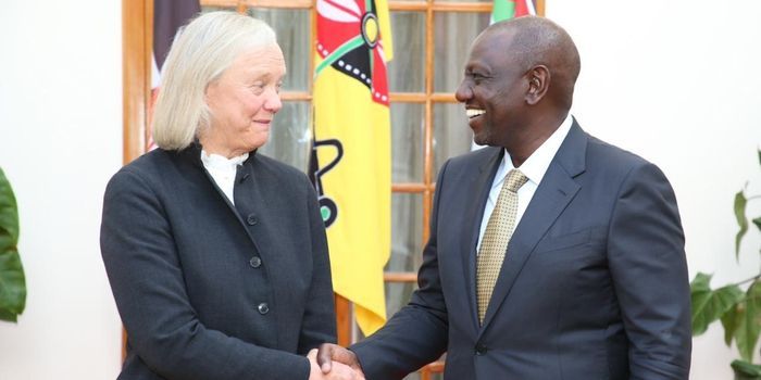 President William Ruto with US Ambassador to Kenya Meg Whitman. Photo/Facebook/State House Kenya