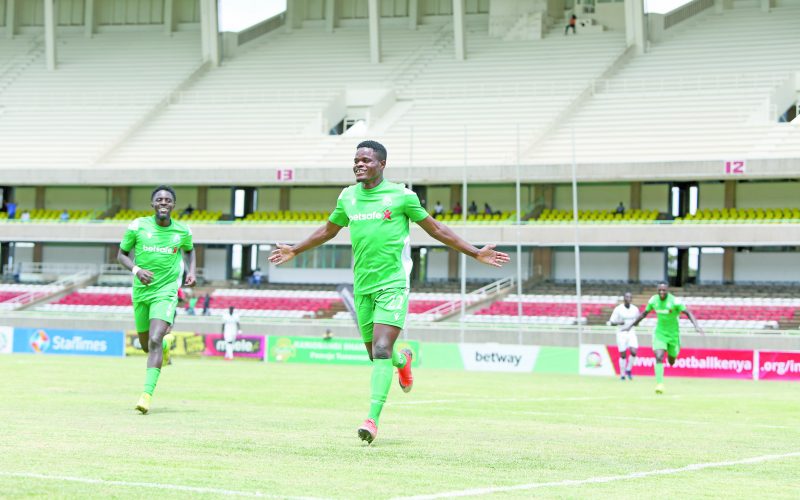 Gor Mahia’s Benson Omala celebrates after scoring in a past league match. PHOTO/Rodgers Ndegwa