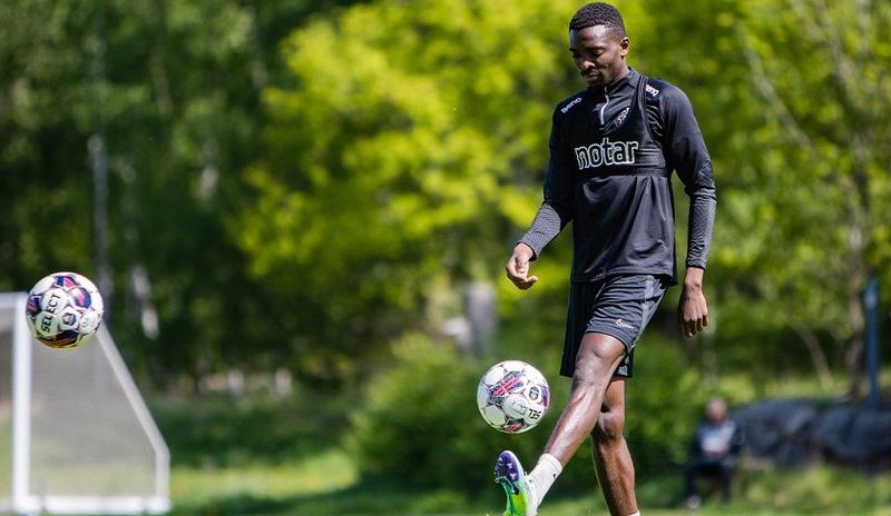 Harambee Stars utility Collins Sichenje in a past ttraining session at AIK. PHOTO/AIK/Facebok.