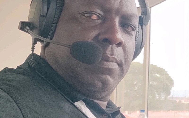 Former Shabana Head Coach  Gilbert Selebwa in a football Commentary booth. PHOTO/Gilbert Selebwa/ Linkedin