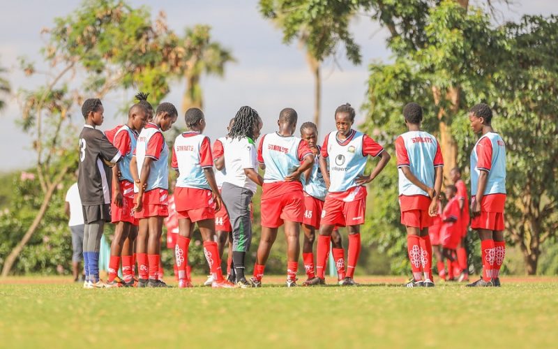 Junior Starlets coach issues instructions to players. PHOTO/FKF